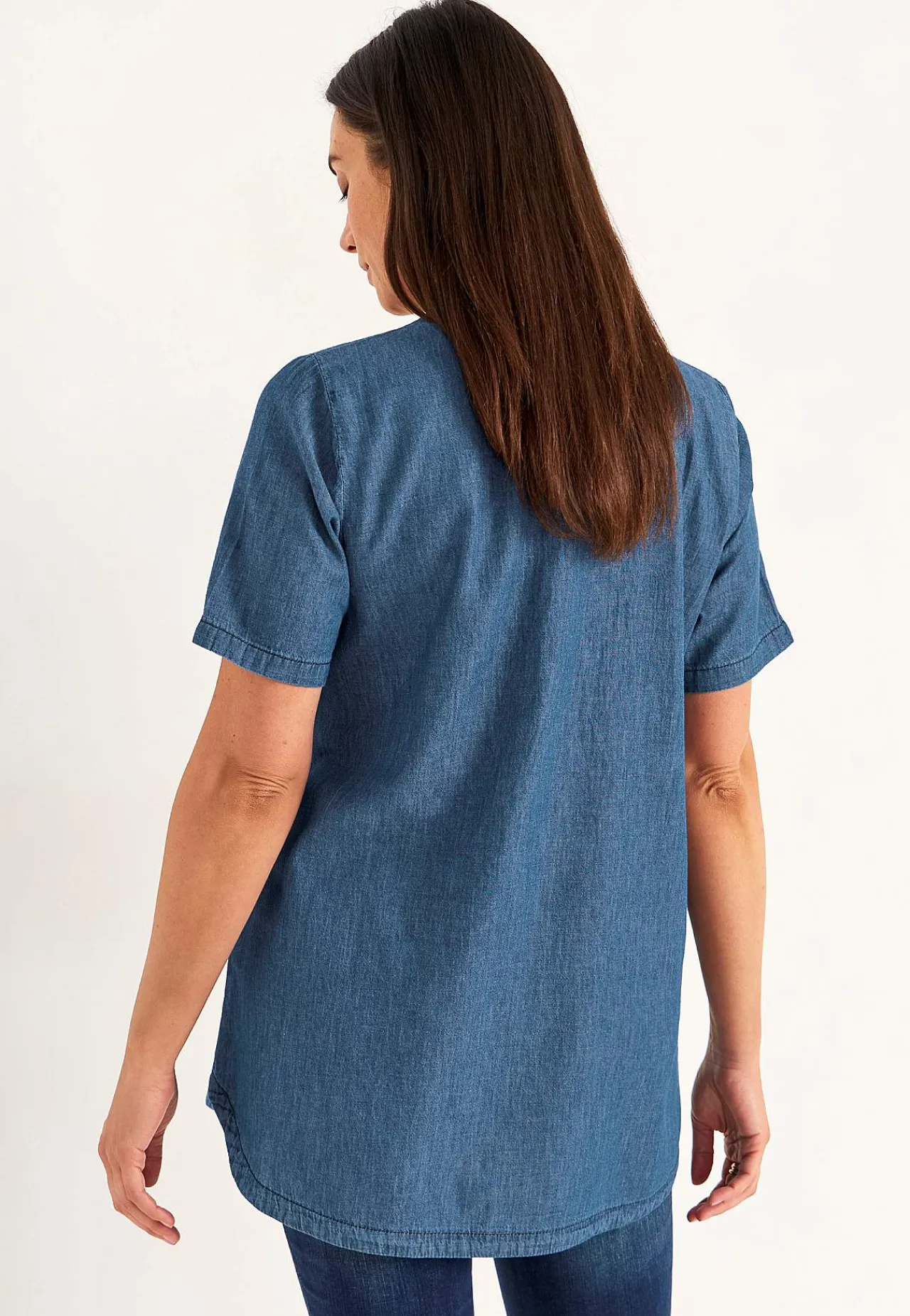 Denim|Denim-Toppe-Cellbes of Sweden Denimtunika med dekorativ v-hals Mellemblå Denim