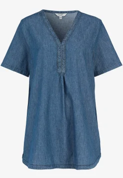 Denim|Denim-Toppe-Cellbes of Sweden Denimtunika med dekorativ v-hals Mellemblå Denim