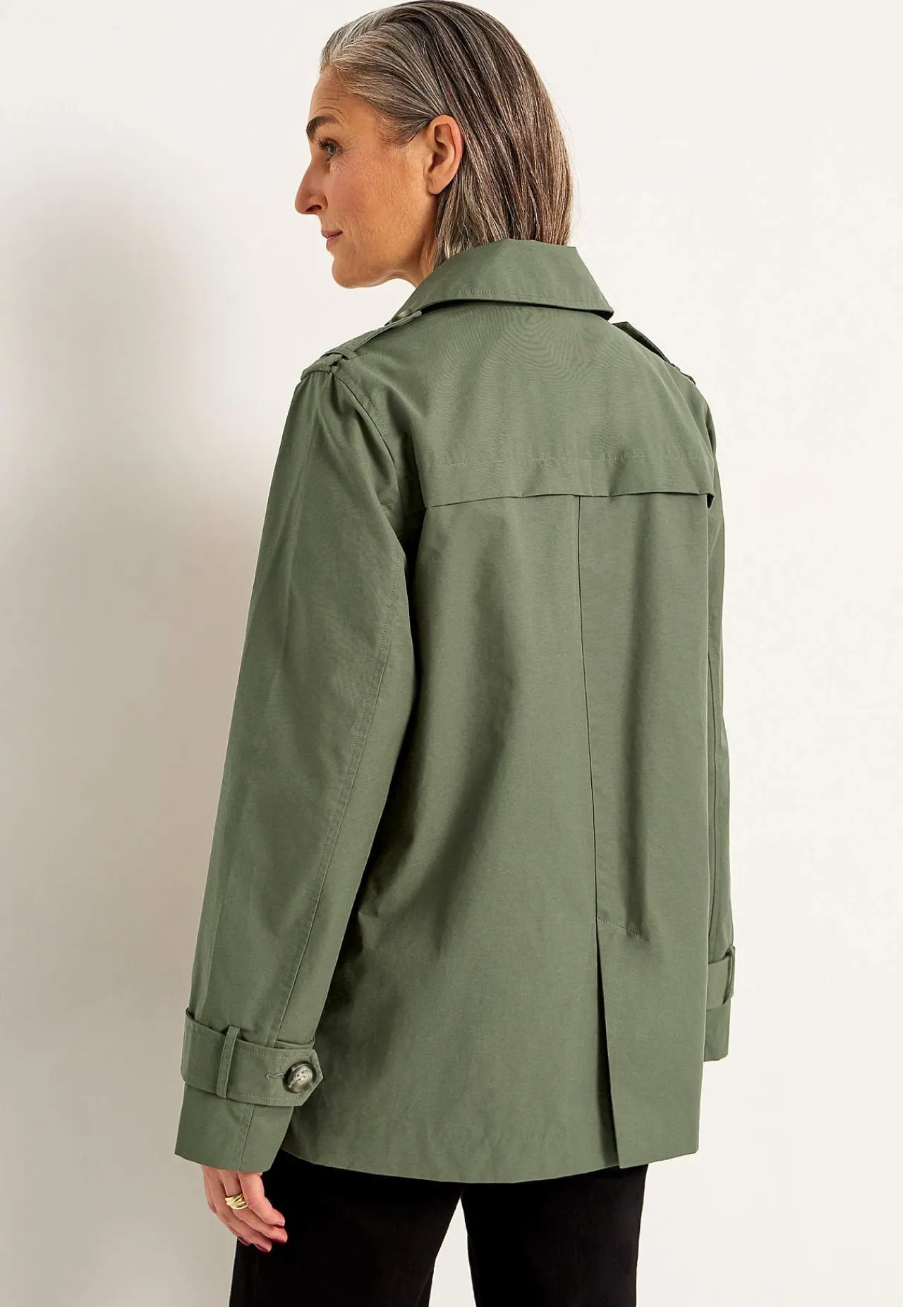 Forårsjakker|Trenchcoats- Dobbeltbrystet, kort trenchcoat | Cellbes