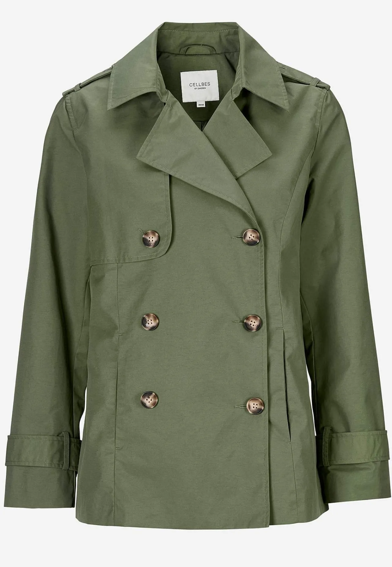 Forårsjakker|Trenchcoats- Dobbeltbrystet, kort trenchcoat | Cellbes