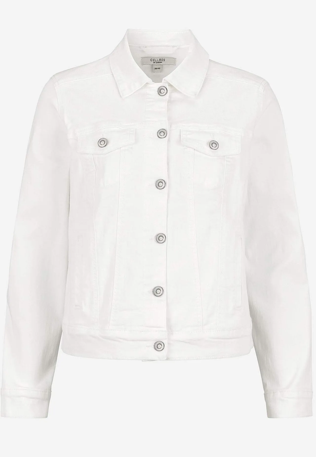 Forårsjakker|Denimjakker-Cellbes of Sweden Elastisk jeansjakke Hvid denim