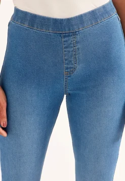 Høj Talje|Flere Længder-Cellbes of Sweden Elastisk jegging med bootcut Mellemblå Denim