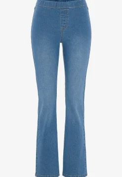 Høj Talje|Flere Længder-Cellbes of Sweden Elastisk jegging med bootcut Mellemblå Denim