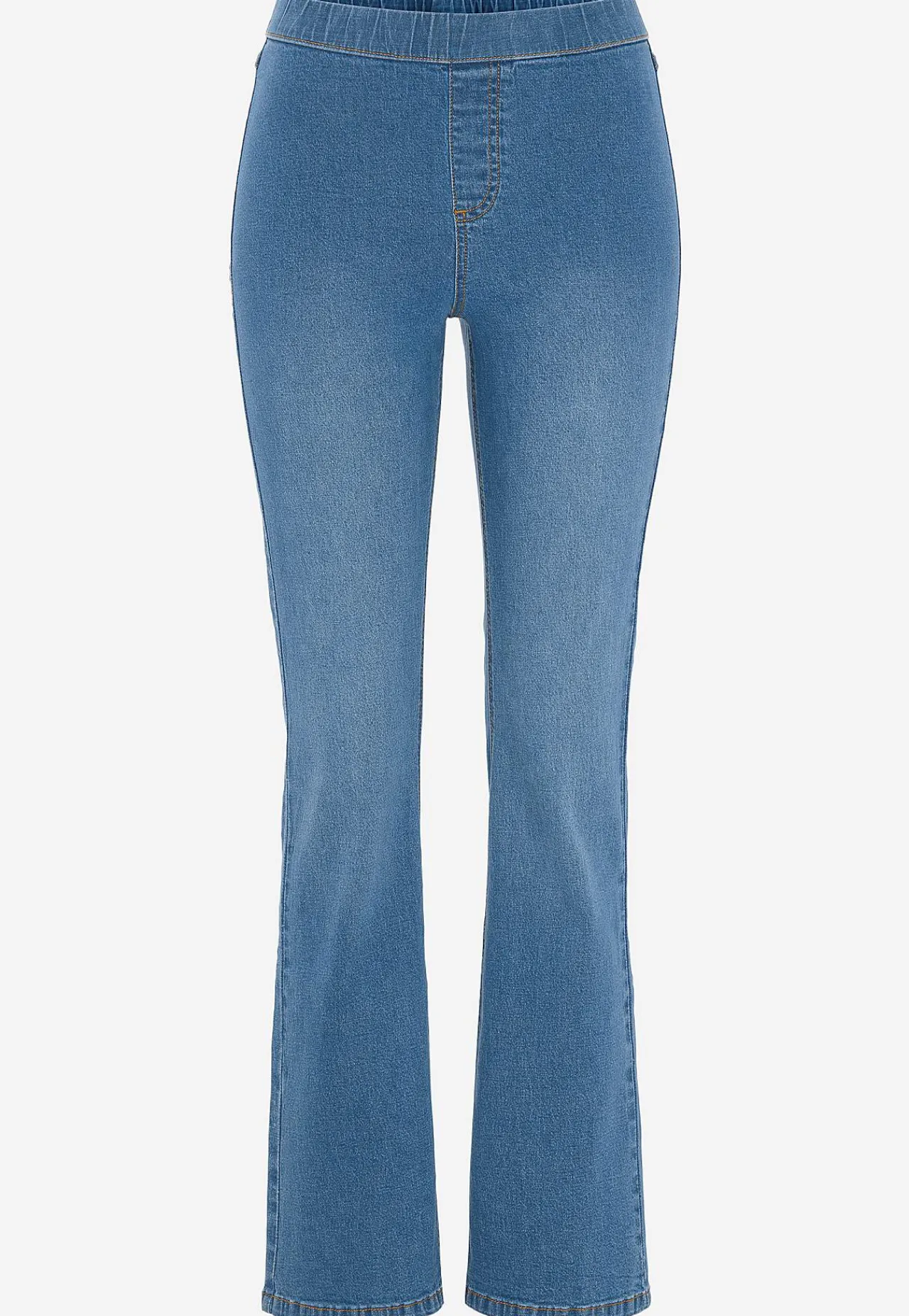 Høj Talje|Flere Længder-Cellbes of Sweden Elastisk jegging med bootcut Mellemblå Denim