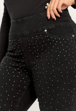 Høj Talje|Flere Længder-Cellbes of Sweden Elastisk jegging med rhinstensdetaljer Sort / Grå / Denim