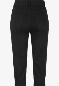 Forårsbukser|Capribukser-Cellbes of Sweden Elastiske crop jeans med syet pressefold Sort / Denim