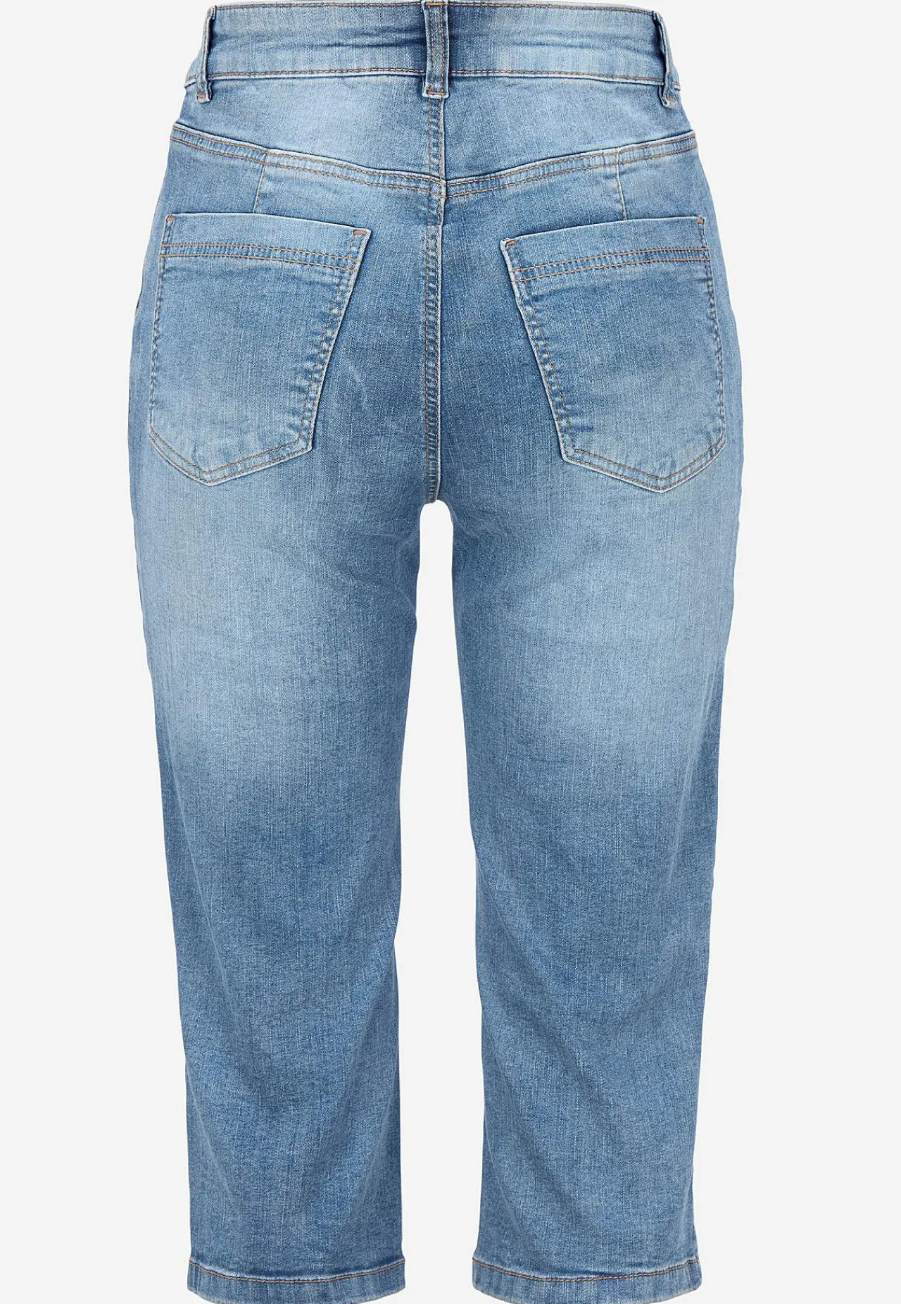 Forårsbukser|Capribukser-Cellbes of Sweden Elastiske crop jeans med syet pressefold Mellemblå / Denim