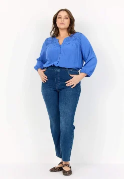 Høj Talje|Ankeljeans-Wasabiconcept Elastiske jeans med høj elastisk talje Mellemblå / Denim