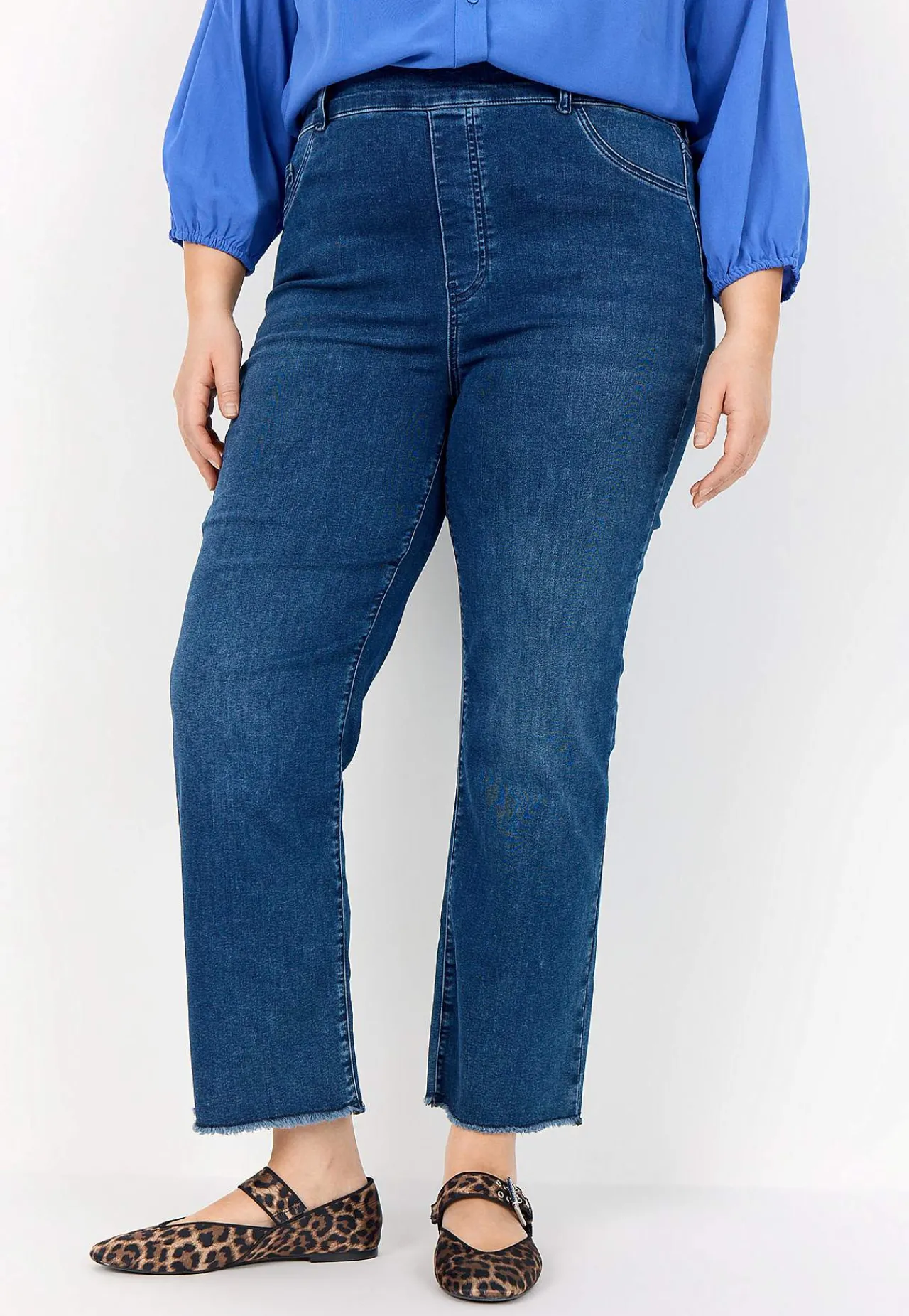 Høj Talje|Ankeljeans-Wasabiconcept Elastiske jeans med høj elastisk talje Mellemblå / Denim