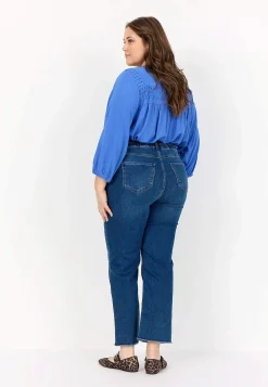 Høj Talje|Ankeljeans-Wasabiconcept Elastiske jeans med høj elastisk talje Mellemblå / Denim