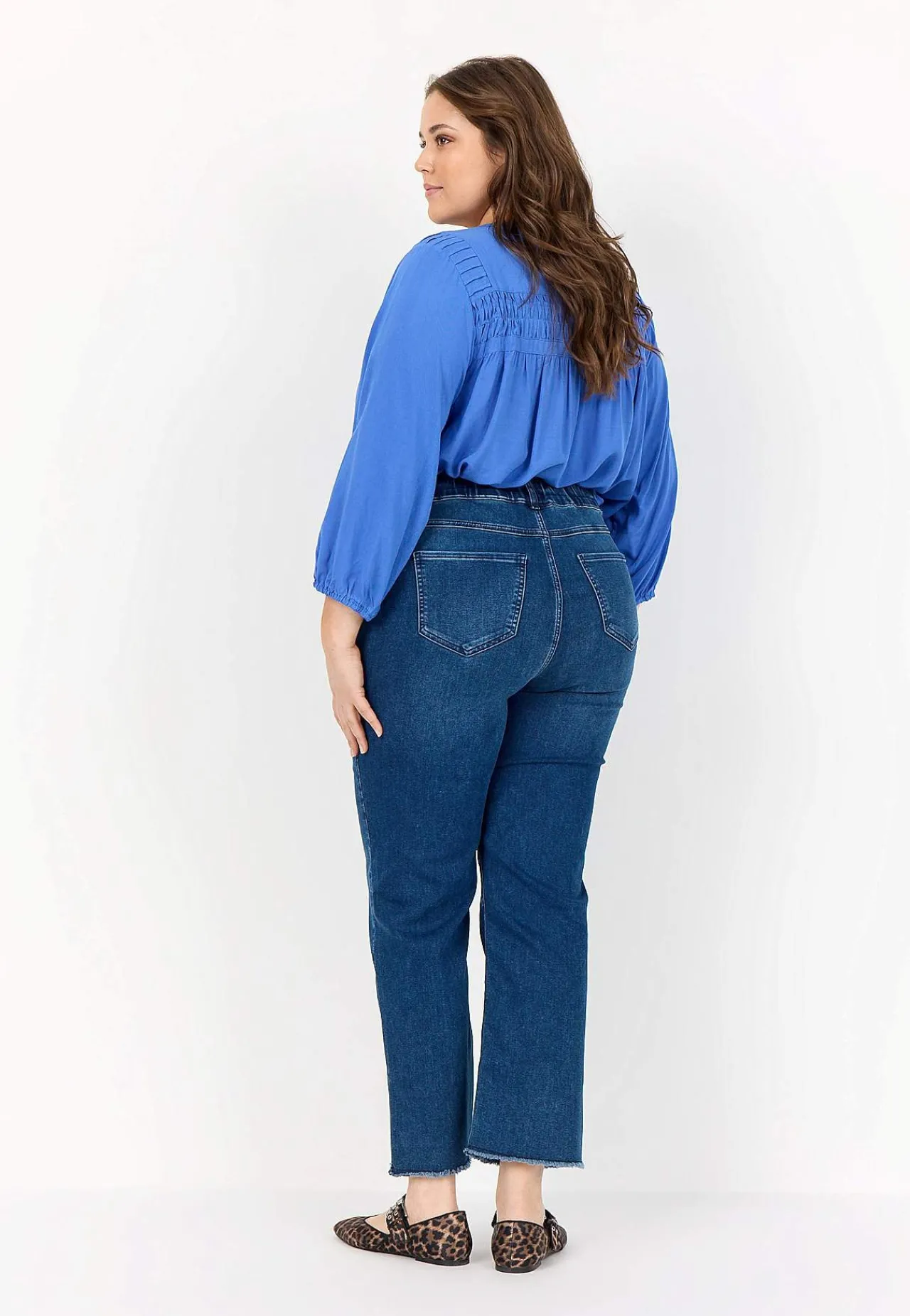 Høj Talje|Ankeljeans-Wasabiconcept Elastiske jeans med høj elastisk talje Mellemblå / Denim