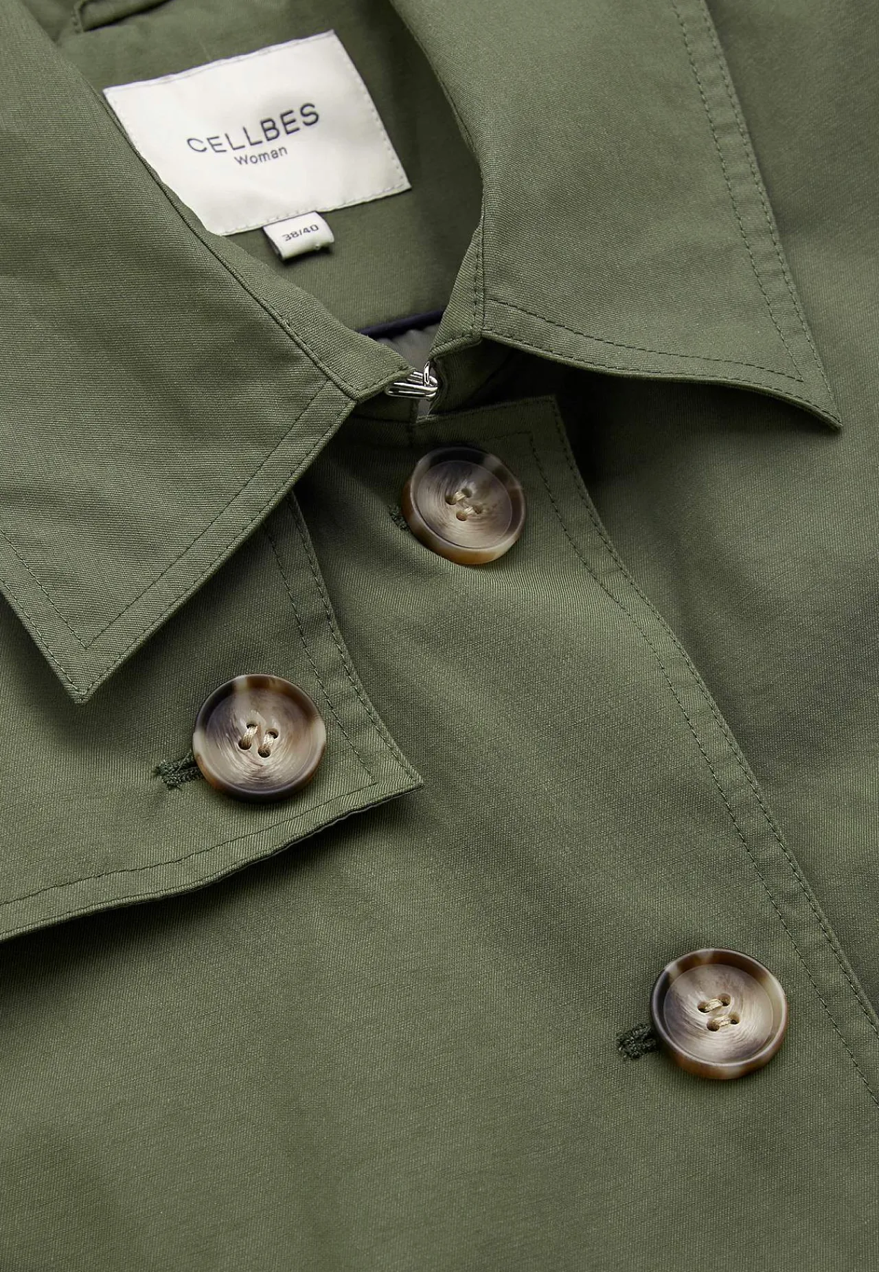 Forårsjakker|Trenchcoats-Cellbes of Sweden Enkeltradet trenchcoat Kakigrøn