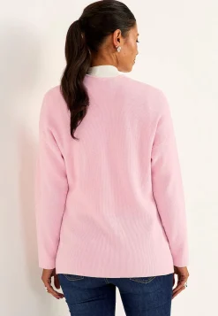 Cardiganer|Cardiganer- Fintstrikket cardigan Lys rosa