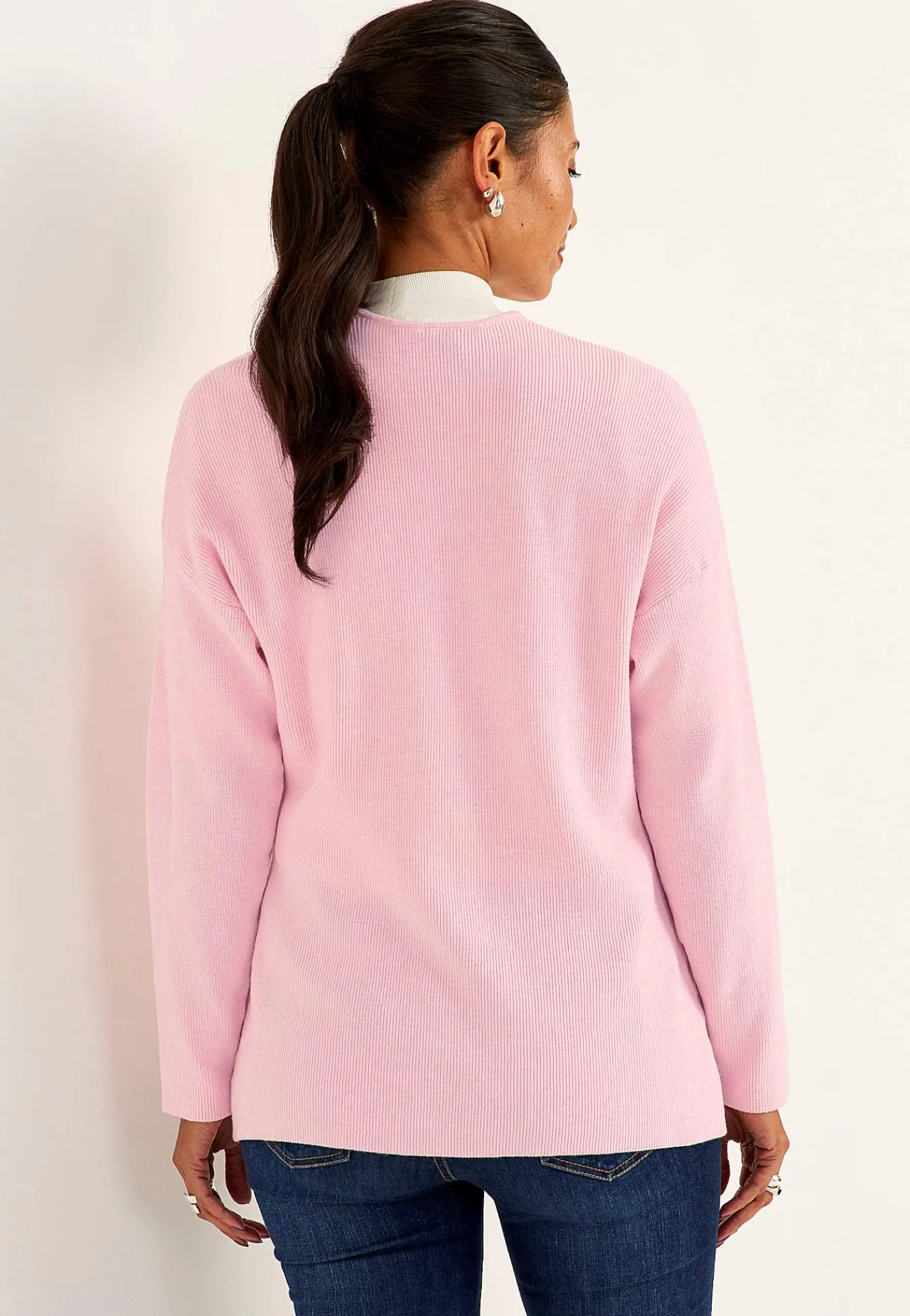 Cardiganer|Cardiganer- Fintstrikket cardigan Lys rosa