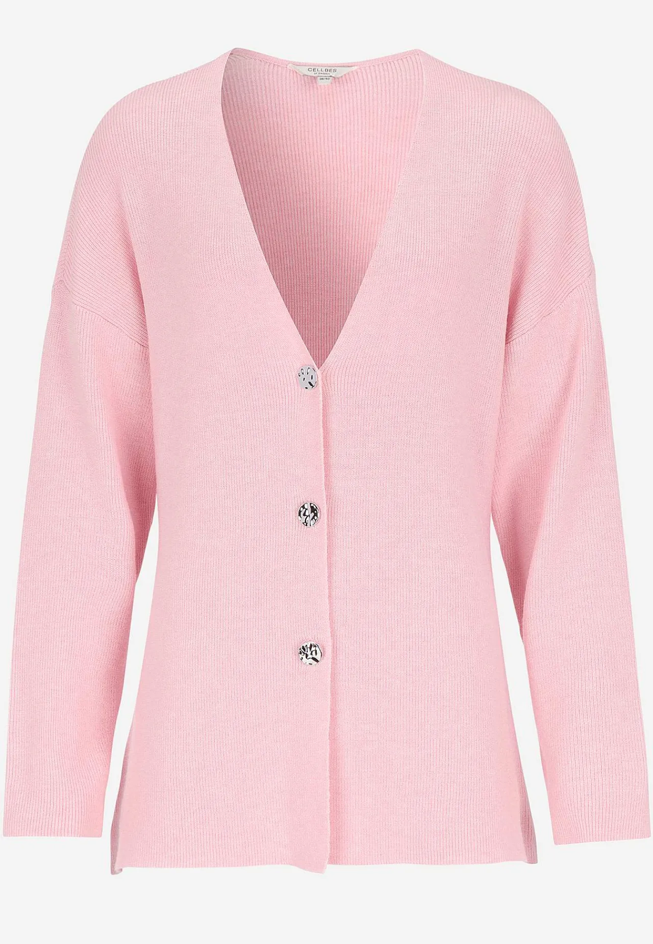 Cardiganer|Cardiganer- Fintstrikket cardigan Lys rosa
