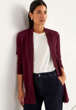 Cardiganer|Cardiganer- Fintstrikket cardigan Vinrød