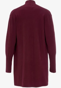 Cardiganer|Cardiganer- Fintstrikket cardigan Vinrød