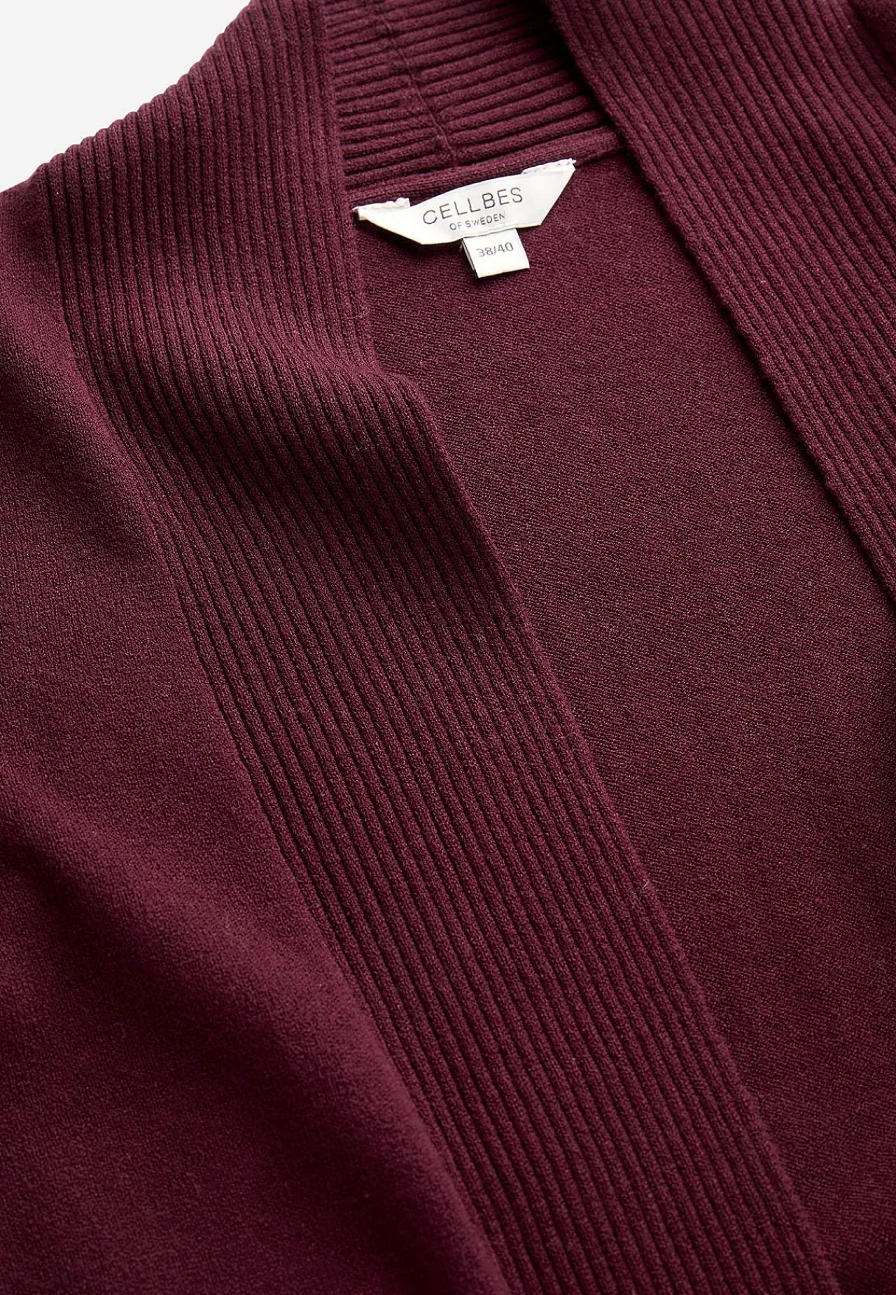 Cardiganer|Cardiganer- Fintstrikket cardigan Vinrød
