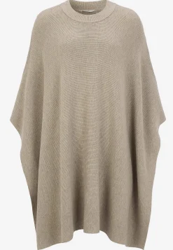 Trøjer|Striktrøjer-Cellbes of Sweden Fintstrikket poncho Beigemeleret
