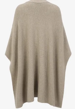Trøjer|Striktrøjer-Cellbes of Sweden Fintstrikket poncho Beigemeleret