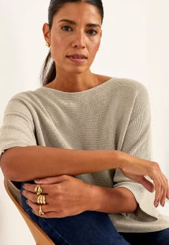 Trøjer|Striktrøjer- Fintstrikket trøje Beige