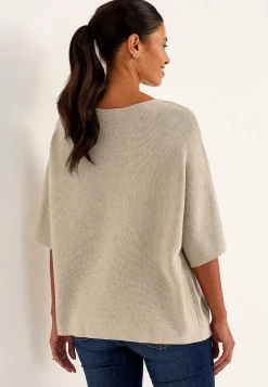 Trøjer|Striktrøjer- Fintstrikket trøje Beige