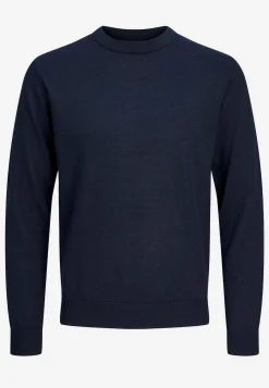 Striktrøjer-JACK & JONES Fintstrikket trøje i merinould Marine