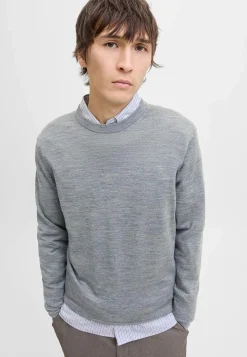 Striktrøjer-JACK & JONES Fintstrikket trøje i merinould Gråmeleret