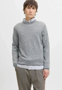 Striktrøjer-JACK & JONES Fintstrikket trøje i merinould Gråmeleret