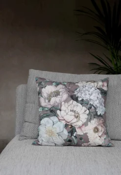 Pudebetræk & Inderpuder-Fondaco Fløjlspudebetræk med blomstermønster Nougat / Blomstret