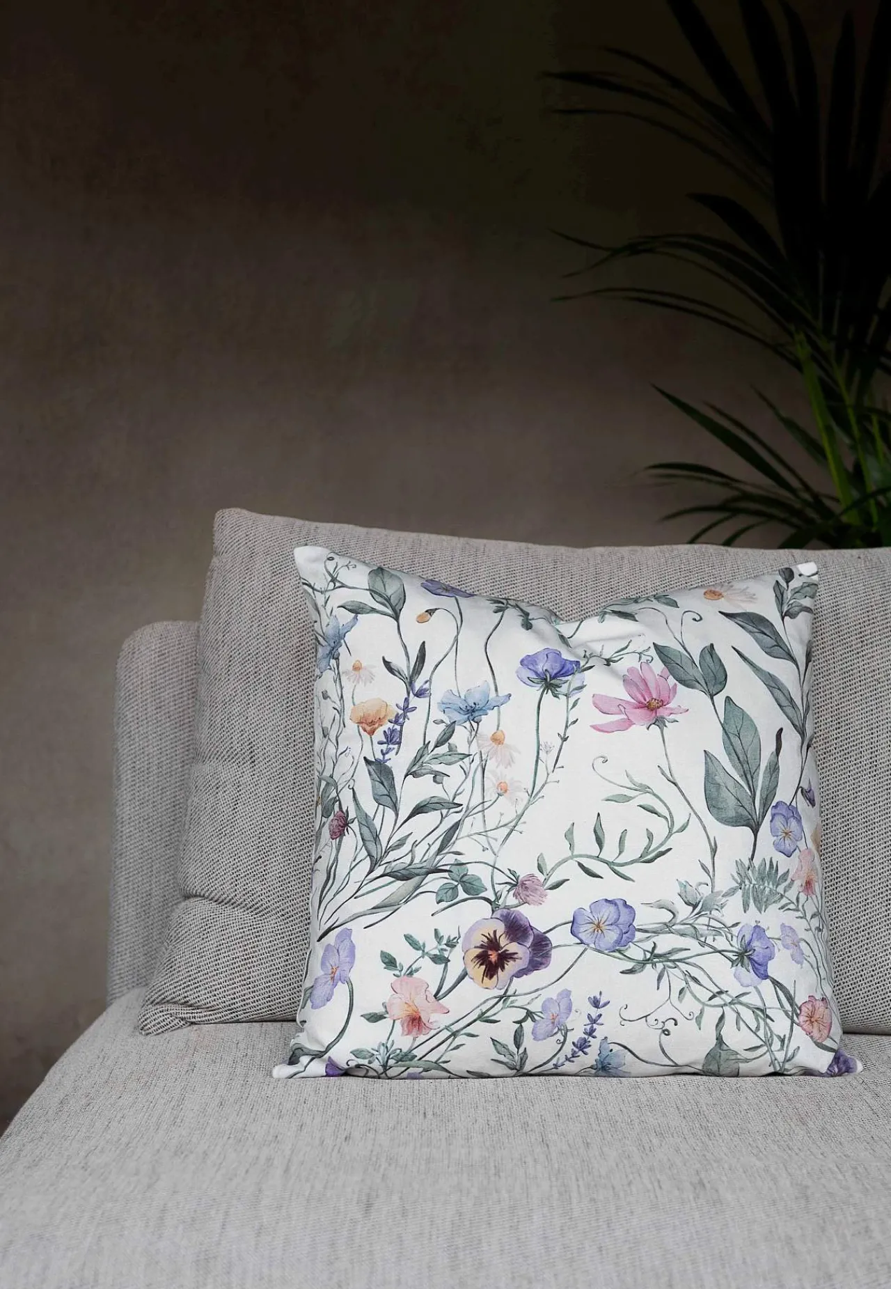 Pudebetræk & Inderpuder-Fondaco Fløjlspudebetræk med blomstermønster Offwhite / Blomstret