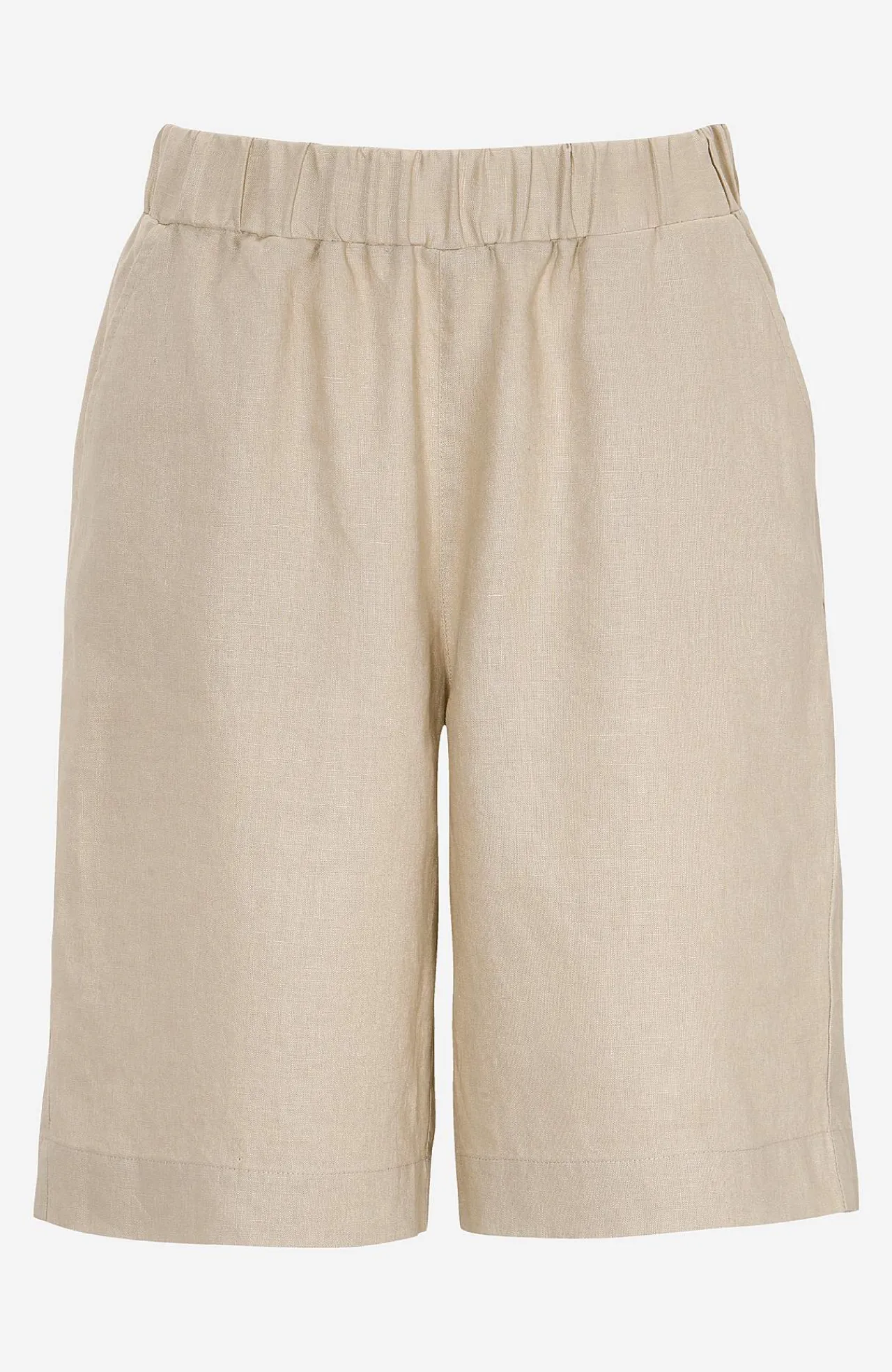 Forårsbukser|Hørbukser- Hørshorts Premium med elastik ved taljen Beige