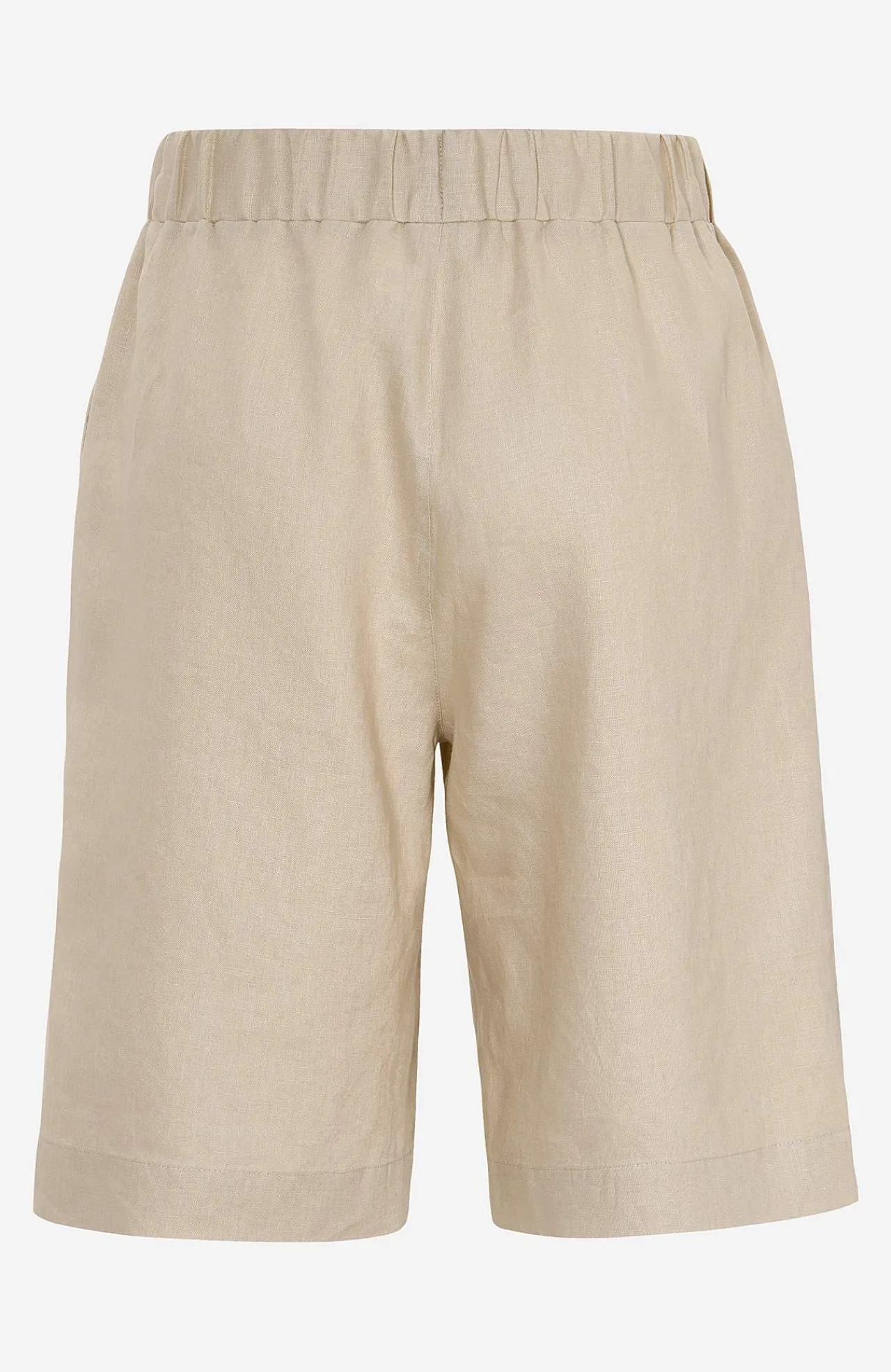 Forårsbukser|Hørbukser- Hørshorts Premium med elastik ved taljen Beige