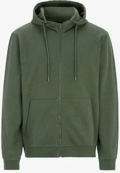 Trøjer|Hoodies- Hættetrøje med lynlås Mørkegrøn