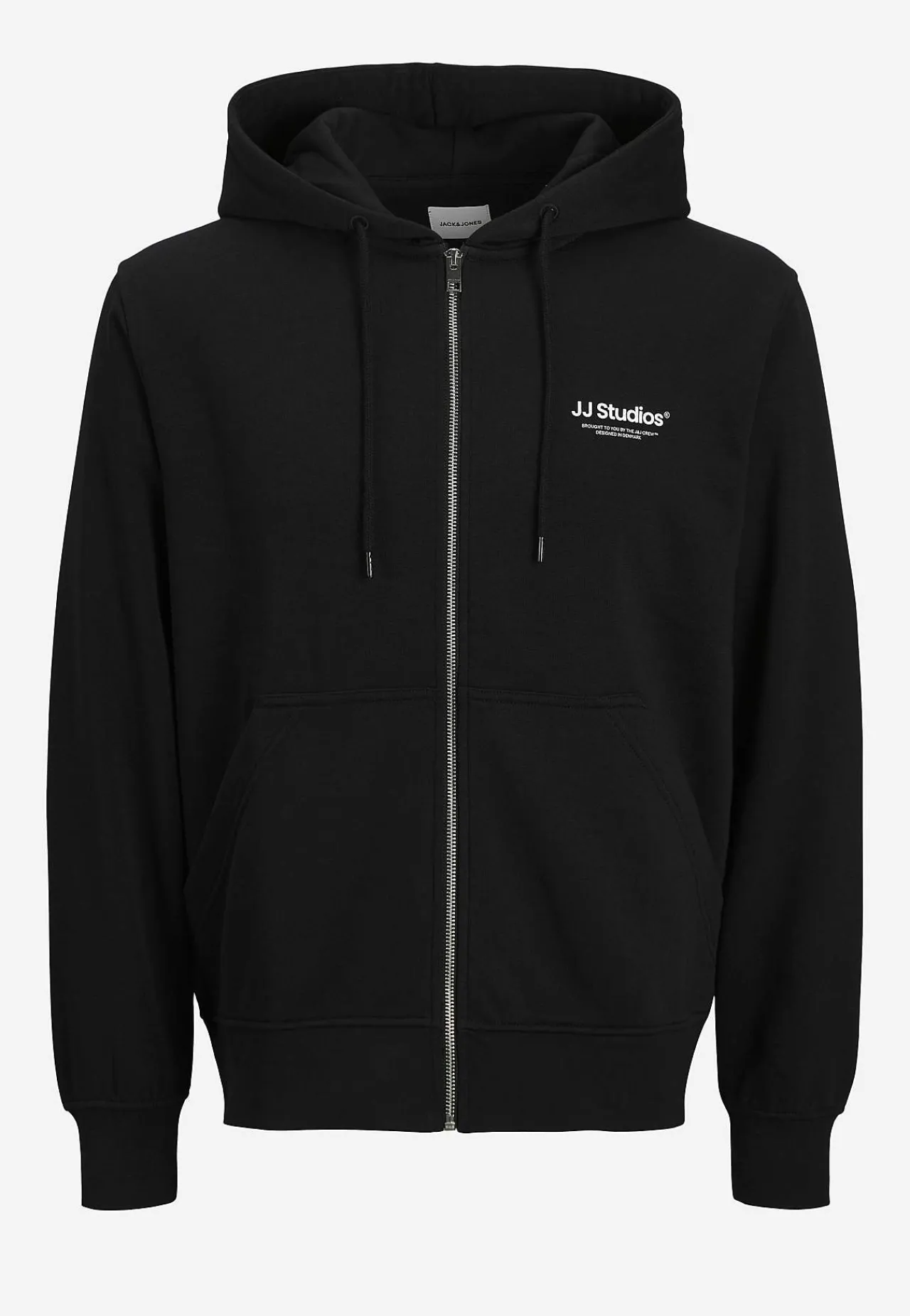 Trøjer|Hoodies- Hættetrøje med lynlås Sort