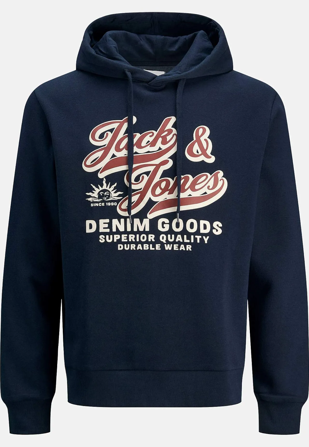 Trøjer|Hoodies-JACK & JONES PLUS Hættetrøje med tryk Marine
