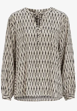 Bluser- Jacquardvævet bluse Sort / Beige / Mønstret