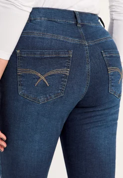 Flere Længder|Straight Fit-Cellbes of Sweden Jeans med elastik i siderne Elsa Mørkeblå / Denim