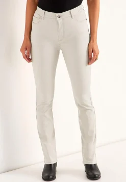 Lige Bukser|Bukser Og Leggings- Jeans med elastisk talje Lys beige