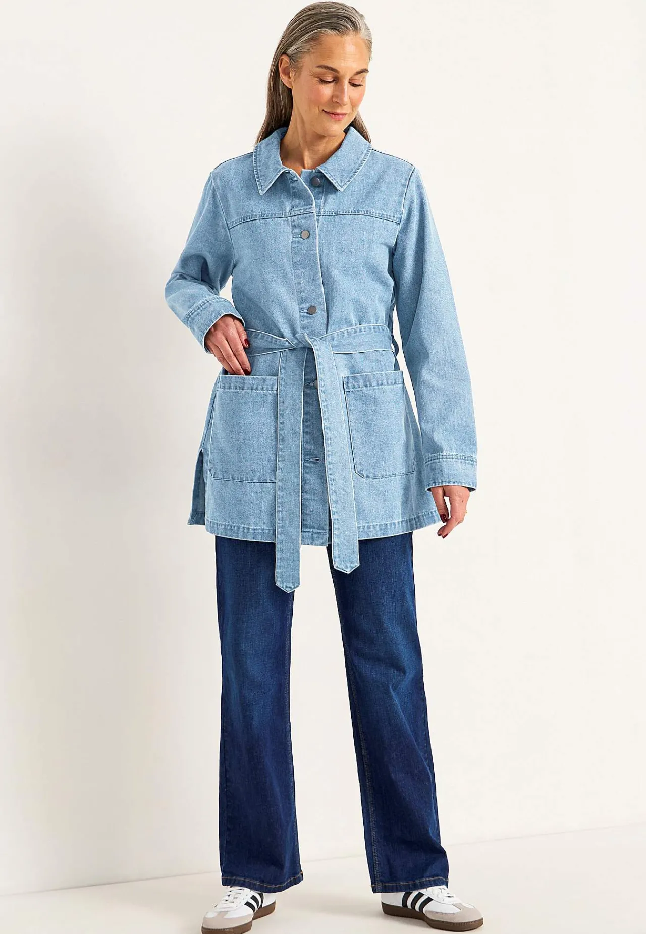 Forårsjakker|Denimjakker-Cellbes of Sweden Jeansjakke med bindebånd Lys denim