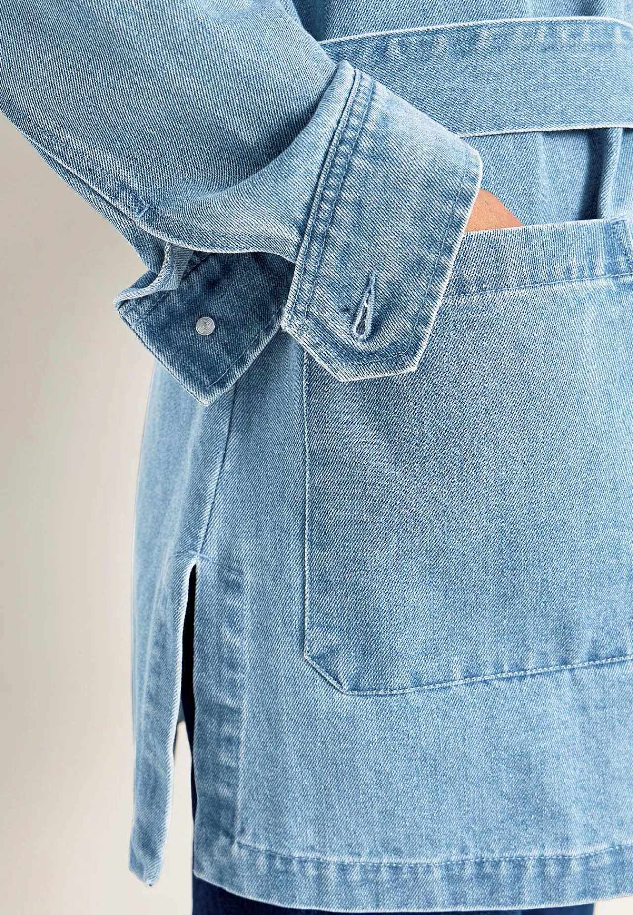 Forårsjakker|Denimjakker-Cellbes of Sweden Jeansjakke med bindebånd Lys denim