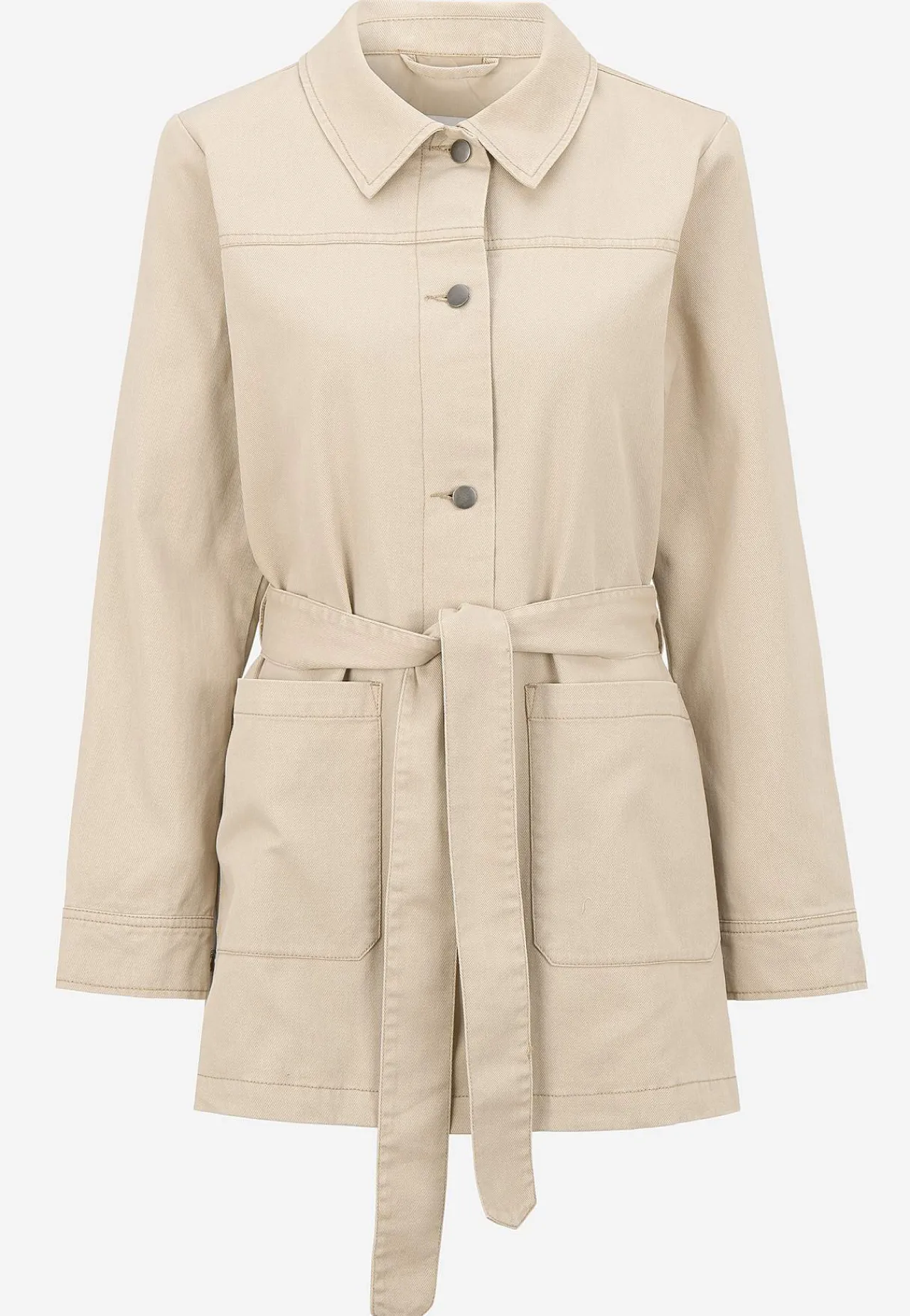 Forårsjakker|Denimjakker-Cellbes of Sweden Jeansjakke med bindebånd Beige