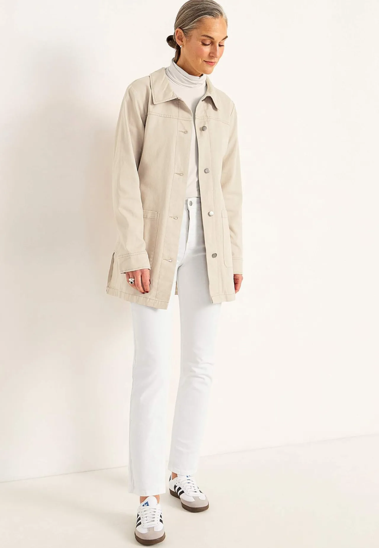 Forårsjakker|Denimjakker-Cellbes of Sweden Jeansjakke med bindebånd Beige