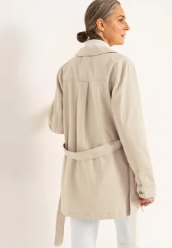 Forårsjakker|Denimjakker-Cellbes of Sweden Jeansjakke med bindebånd Beige