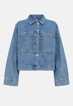 Forårsjakker|Denimjakker-Soyaconcept Jeansjakke med store forlommer Blå denim