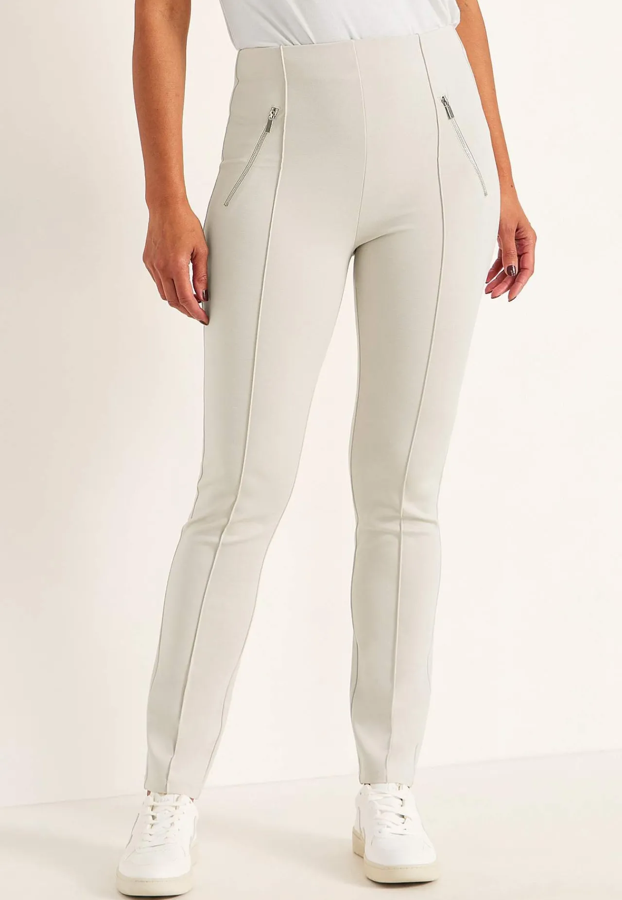 Festbukser|Festbukser-Cellbes of Sweden Jerseybukser med syede pressefolder Lisa Beige