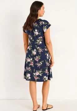Festkjoler|Festkjoler- Jerseykjole med et blomstermønster Marine / Blomstret