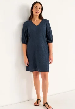 Festkjoler|Festkjoler-Cellbes of Sweden Jerseykjole med hulbroderi Marine