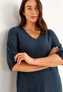 Festkjoler|Festkjoler-Cellbes of Sweden Jerseykjole med hulbroderi Marine