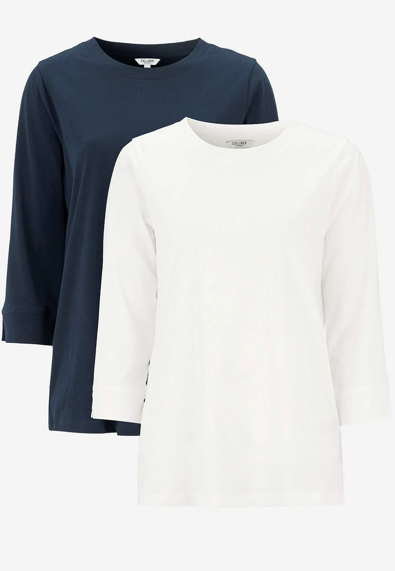 Toppe|Flerpak Toppe- Jerseytop i økologisk bomuld 2-pack Hvid + Marine